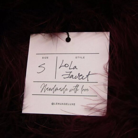 NEW LE NUAGE Jacket Merlot Red Lola Feather Crop Hook & Eye Closure Size S - Picture 5 of 8